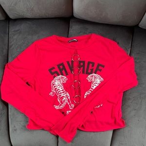 Red, crop top from FashionNova